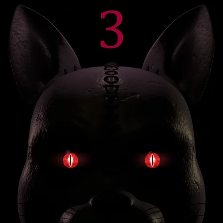Monster Cat teaser with glowing red feline eyes in complete darkness for Five Nights at Candy's 3